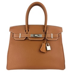 Hermes Birkin 30 Cuero Togo Dorado Herrajes Paladio