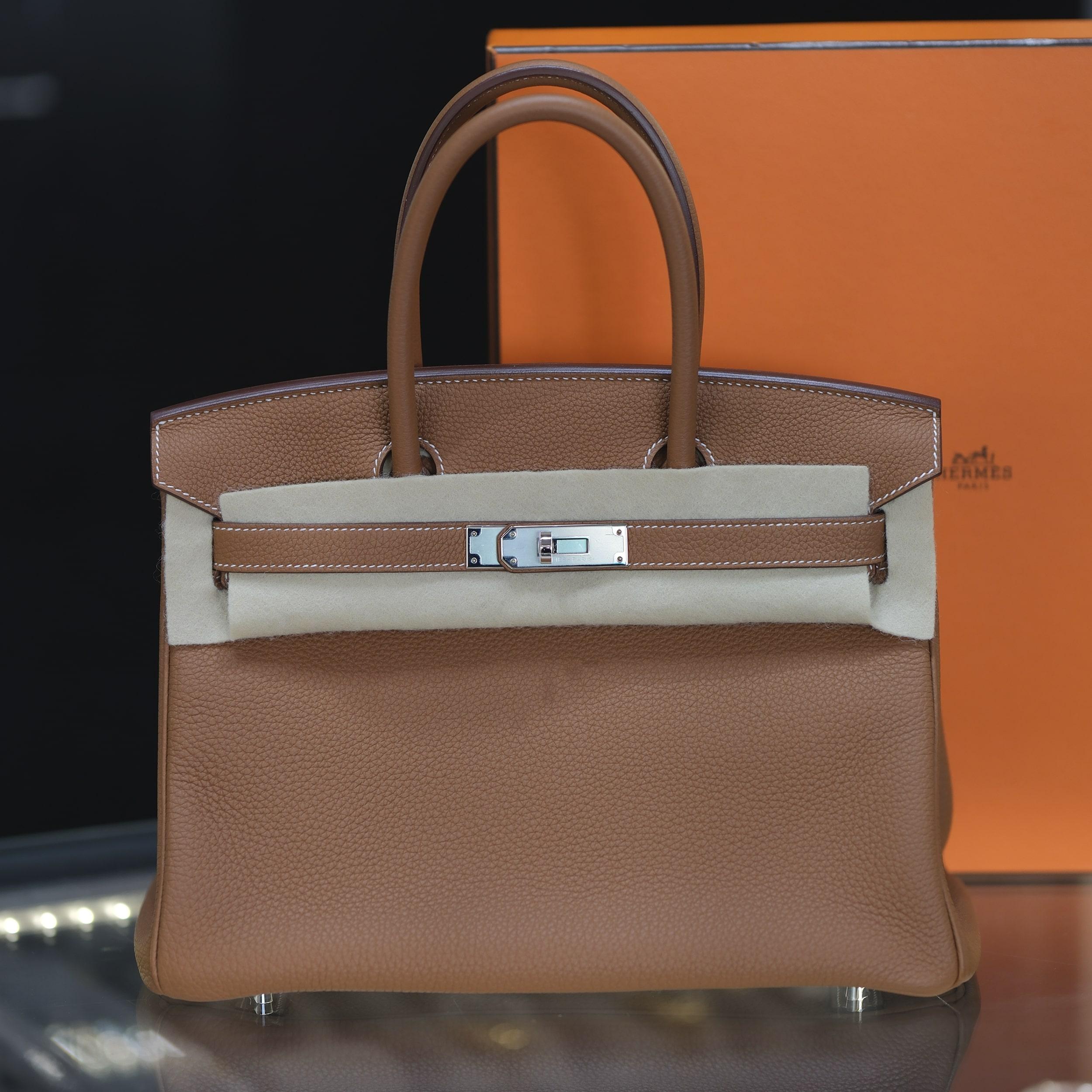 Marron Hermes Birkin 30 Gold Togo, avec accessoires en palladium en vente
