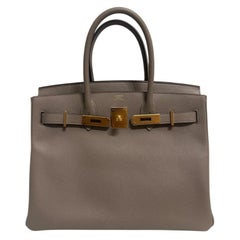 Hermes Birkin 30 Gris Asphalt Gray Epsom Leather Gold Hardware Top Handle Bag