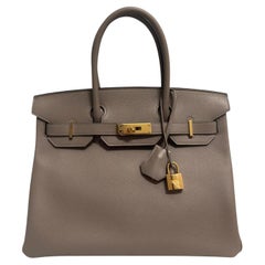 Hermes Birkin 30 Gris Asphalt Gray Epsom Leather Gold Hardware Top Handle Bag