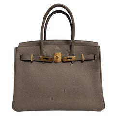 Hermes Birkin 30 Gris Asphalt Gray Togo Leather Gold Hardware Top Handle Bag
