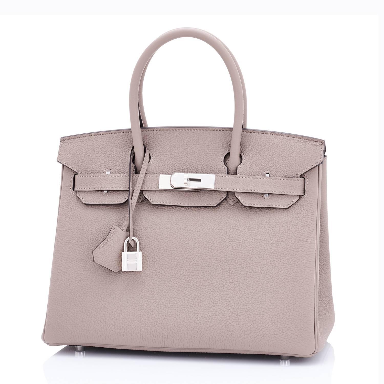 Women's or Men's Hermes Birkin 30 Gris Asphalte Dove Grey Togo Palladium Hardware Birkin Bag