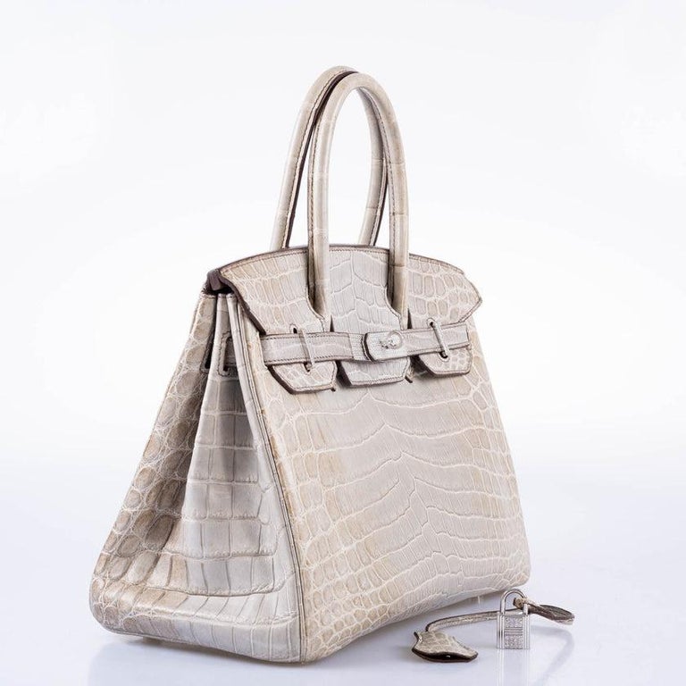 Hermès Birkin 30 Gris Cendre Himalaya Niloticus Crocodile Bag at