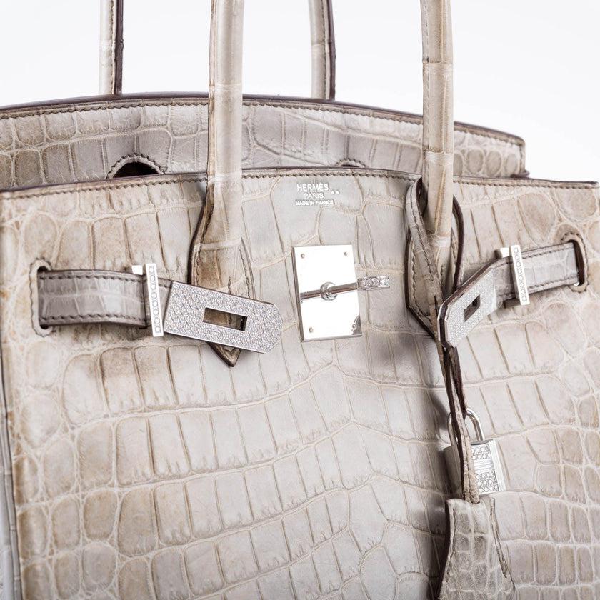 Women's Hermès Birkin 30 Gris Cendre Himalaya Niloticus Crocodile Bag
