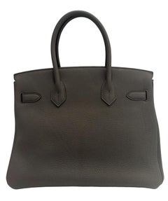 Hermes Birkin 30 Gris Etain Gray Togo Leather Gold Hardware Top Handle Bag