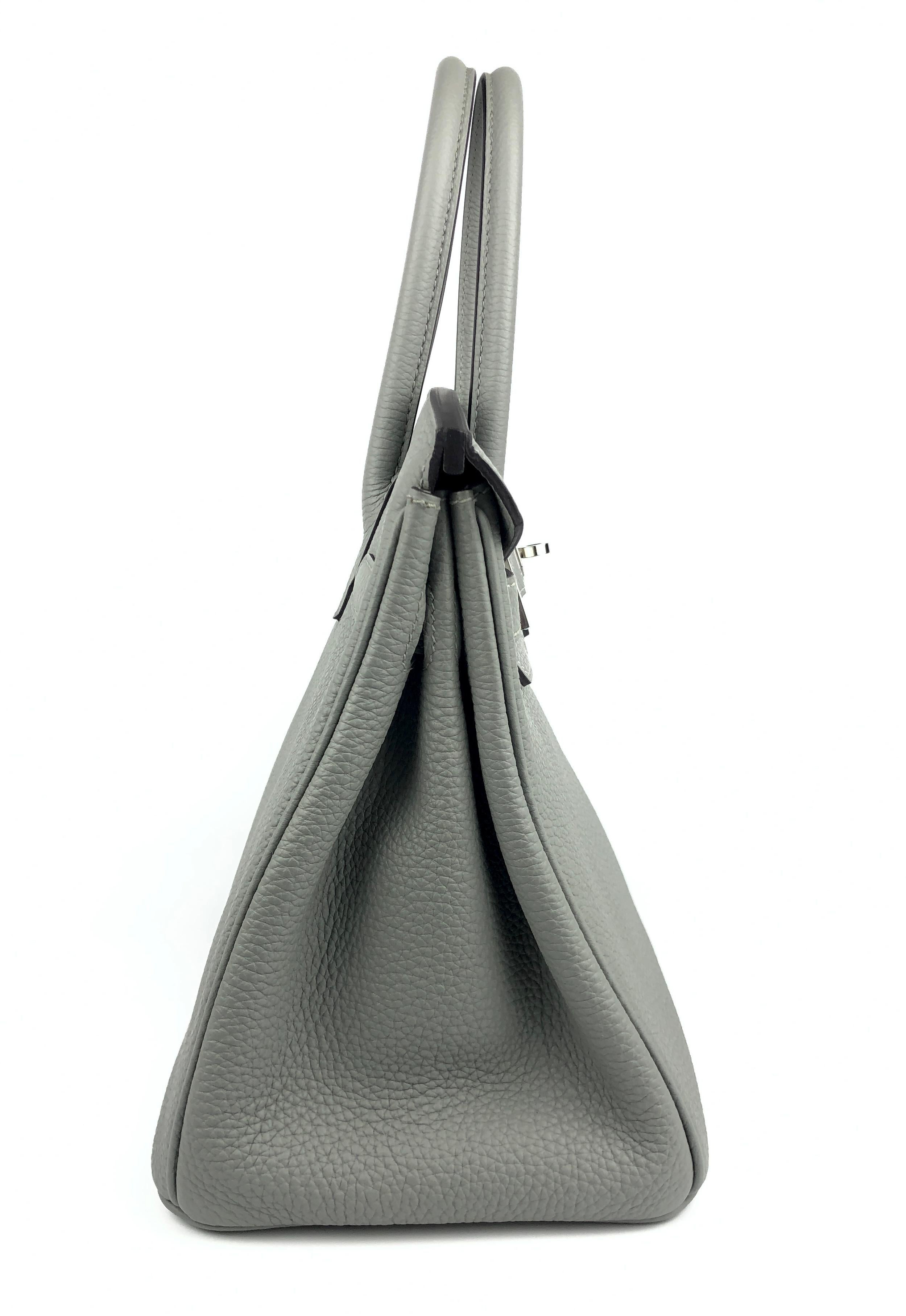 Hermes Birkin 30 Gris Mouette Gray Grey Togo Leather Palladium Hardware  6