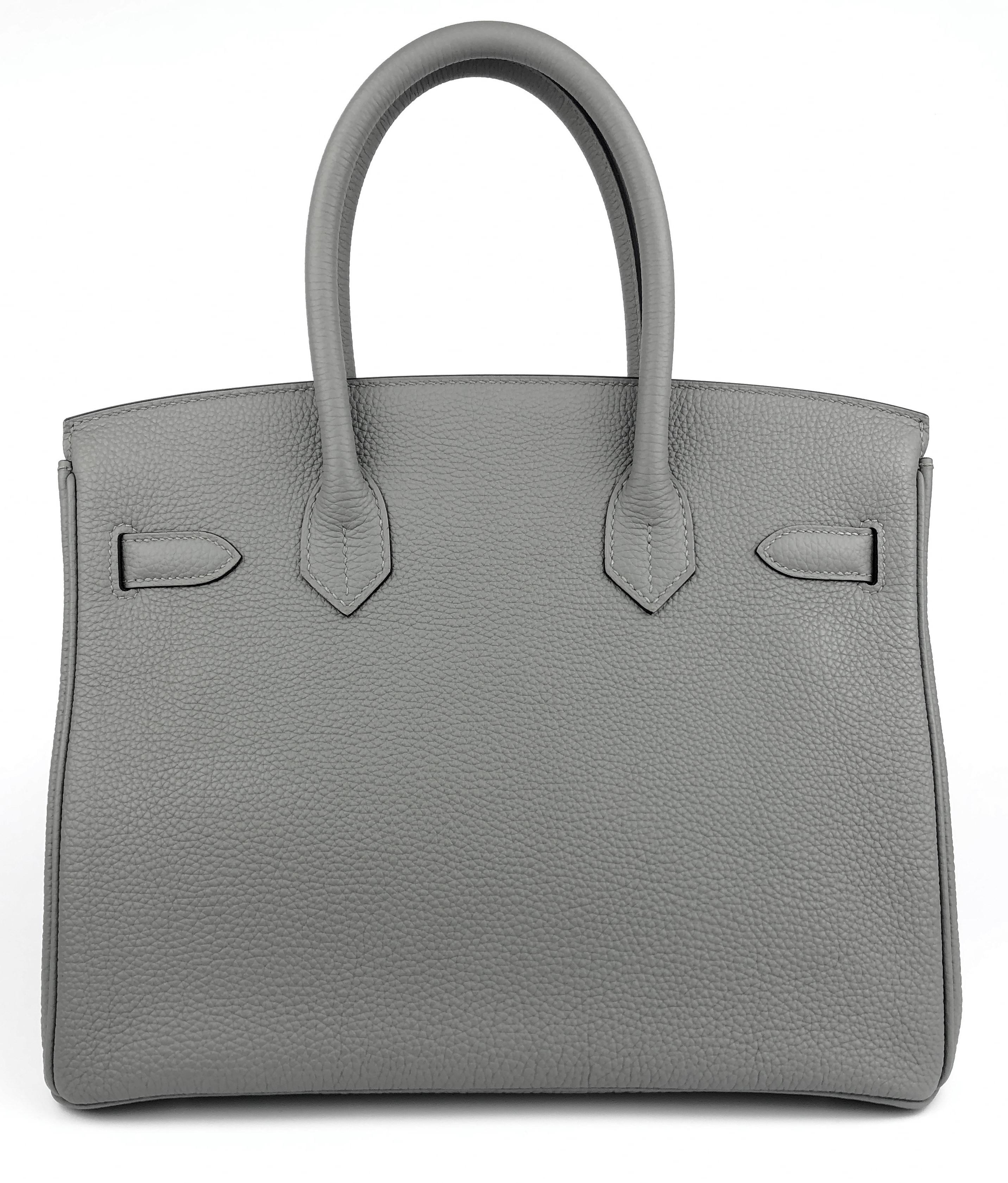 Women's or Men's Hermes Birkin 30 Gris Mouette Gray Grey Togo Leather Palladium Hardware 