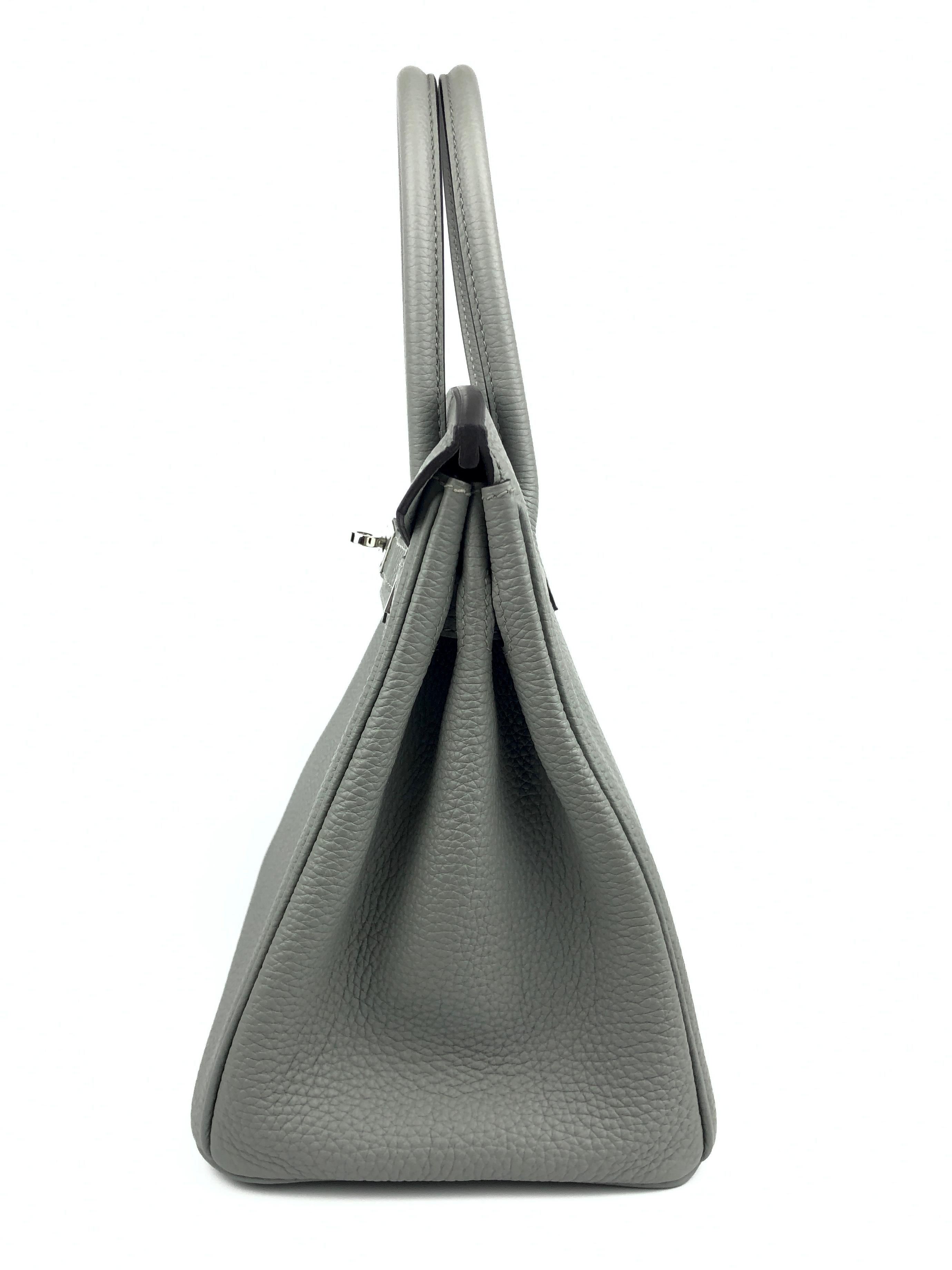 Hermes Birkin 30 Gris Mouette Gray Grey Togo Leather Palladium Hardware  5