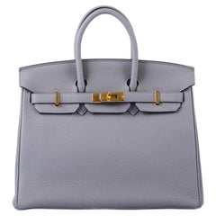 Hermès Birkin 30 Gris Mouette Togo Leather Gold Hardware Handbag With Stickers