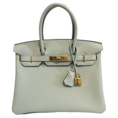 Hermès - Sac Birkin 30 gris Neve cuir Togo finitions métalliques dorées, état neuf 2023