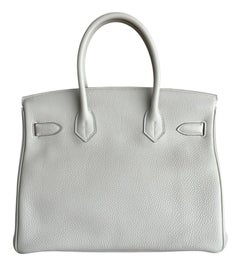 Hermes Birkin 30 Gris Perle Pearl Gray Togo Leather Gold Rare Top Handle Bags