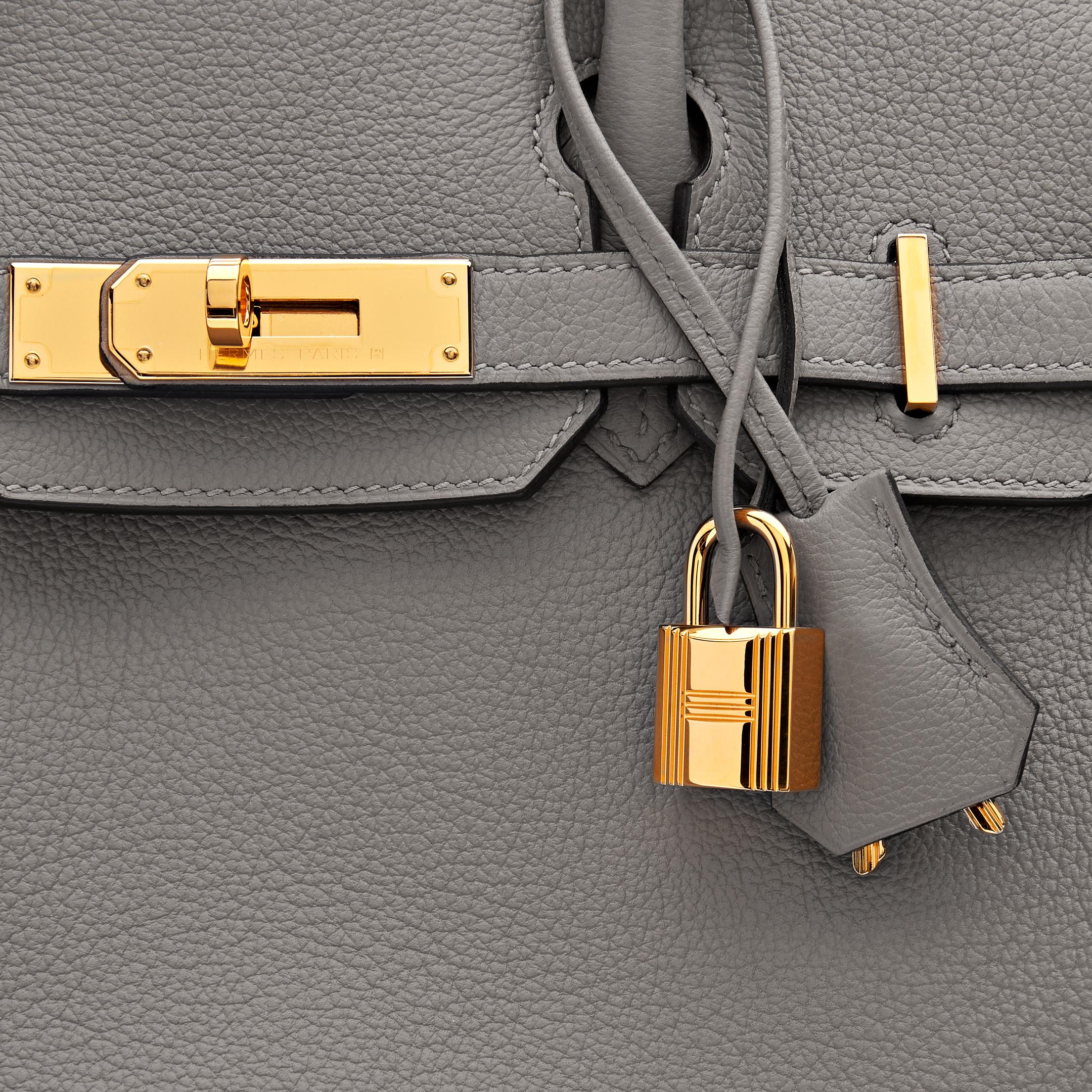 Hermes Birkin 30 Gris Togo Leather Gold Hardware For Sale 2
