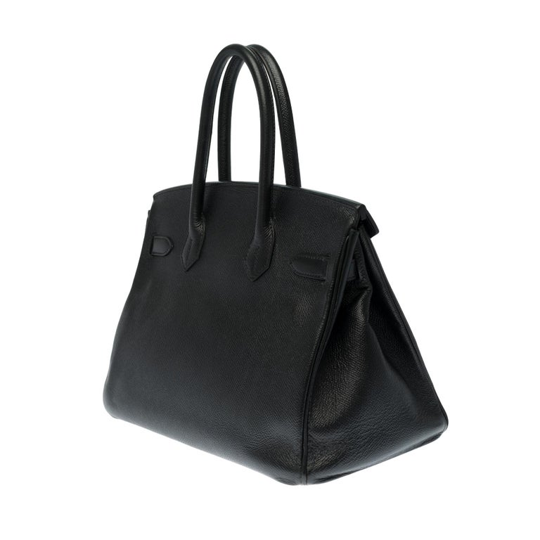 Hermès Birkin 30 handbag in black epsom leather and silver Palladium hardware In Good Condition In Paris, IDF