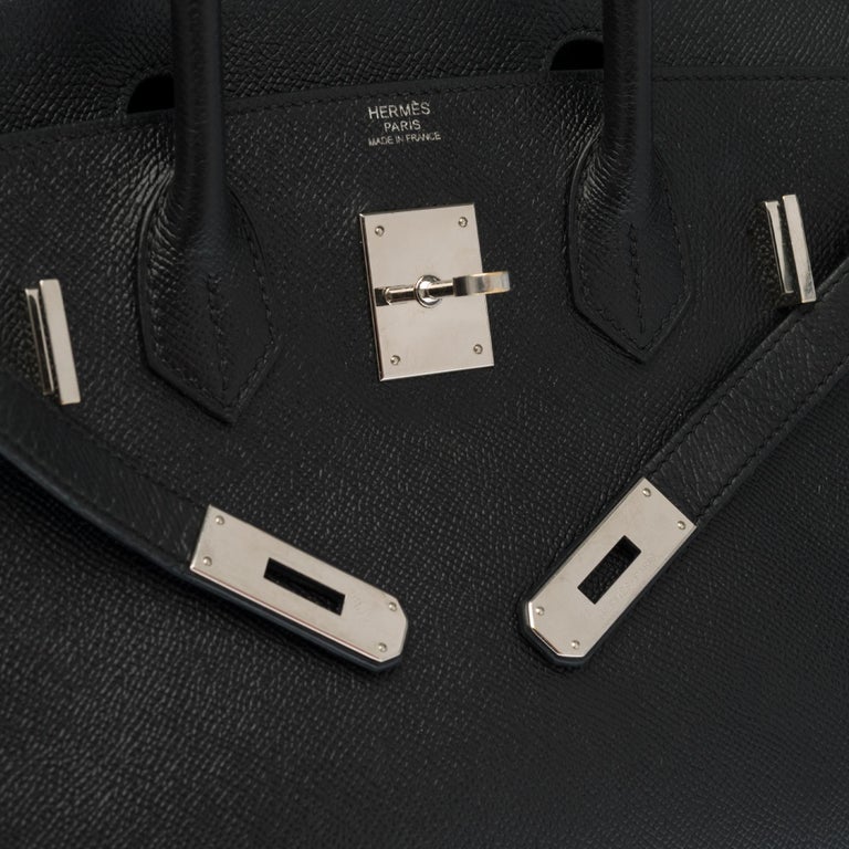 Women's Hermès Birkin 30 handbag in black epsom leather and silver Palladium hardware