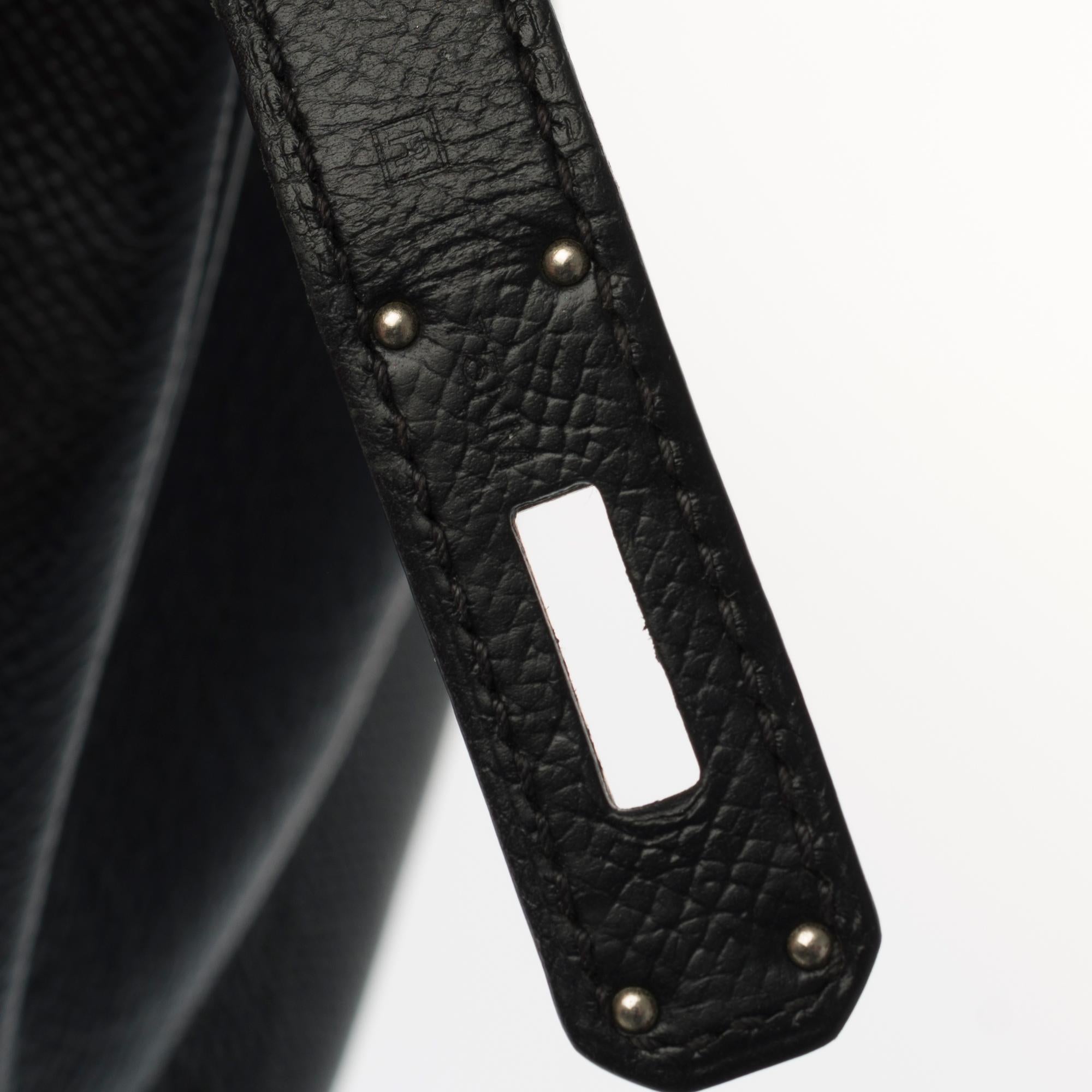 Black Hermès Birkin 30 handbag in black epsom leather and silver Palladium hardware