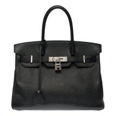 Hermès Birkin 30 handbag in black epsom leather and silver Palladium hardware