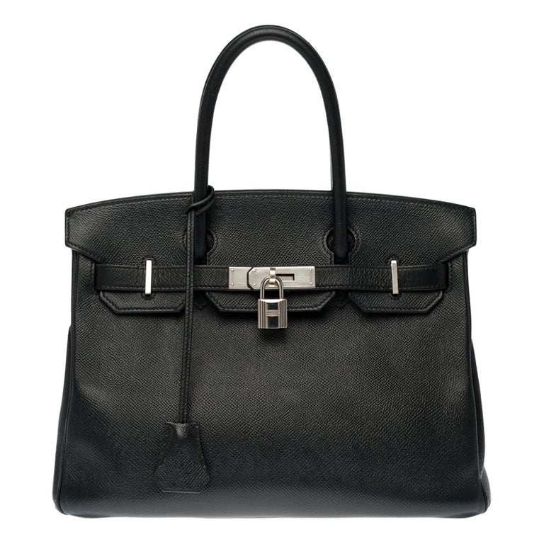 Hermès Birkin 30 handbag in black epsom leather and silver Palladium hardware