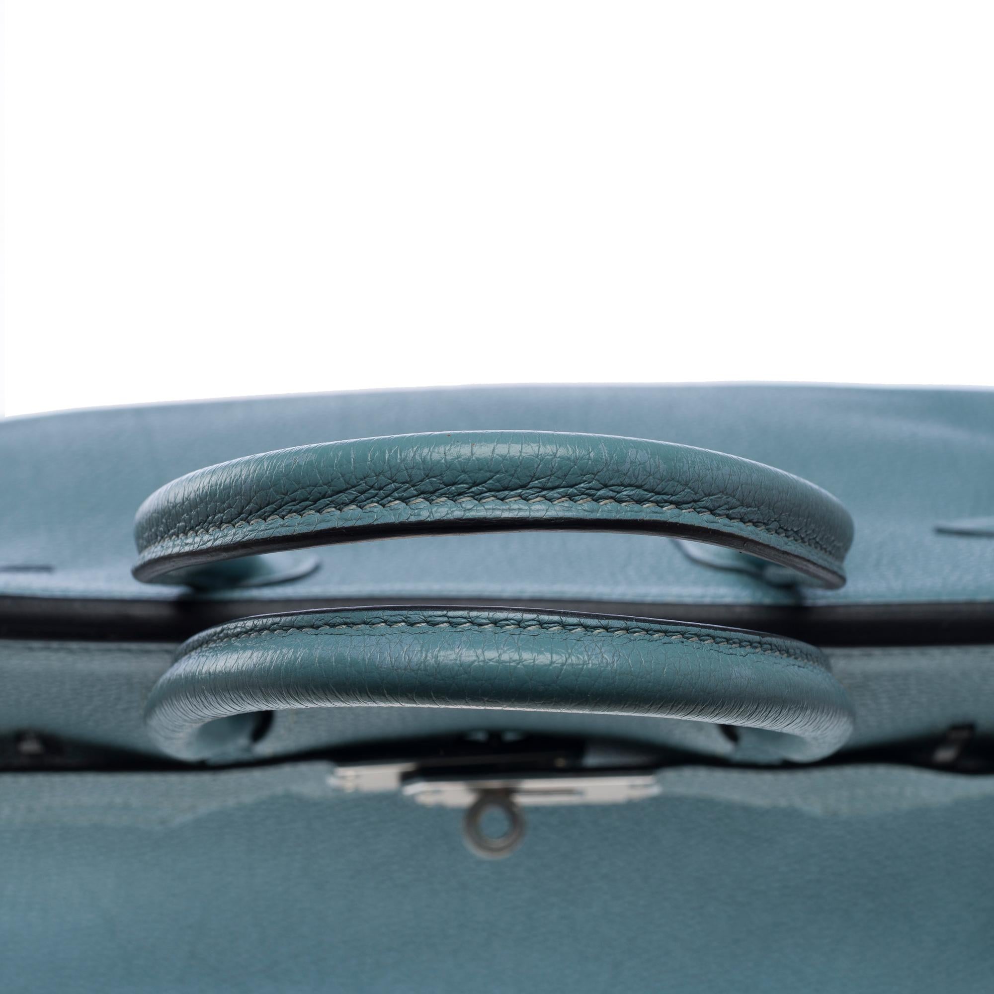 Hermes Birkin 30 handbag in Bleu Ciel Togo calfskin leather, PHW For Sale 5