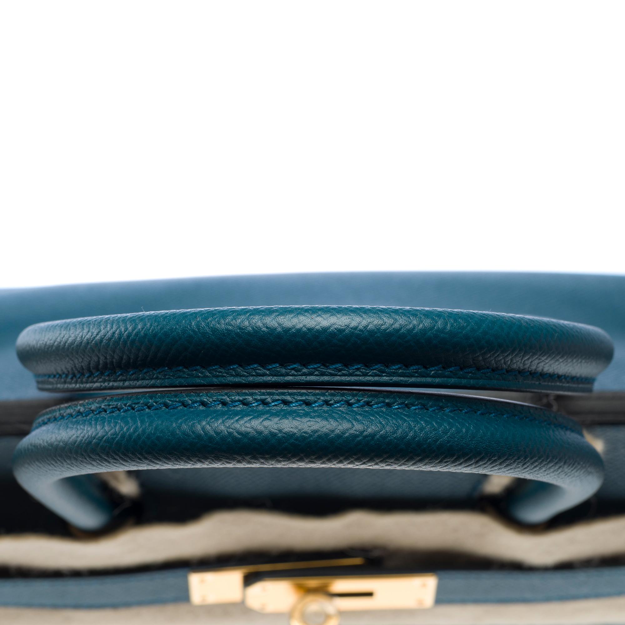 Borsa Hermes Birkin 30 in pelle di vitello Bleu Colvert Epsom, GHW in vendita 5