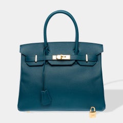 Hermes Birkin 30 handbag in Bleu Colvert Epsom Calf leather, GHW