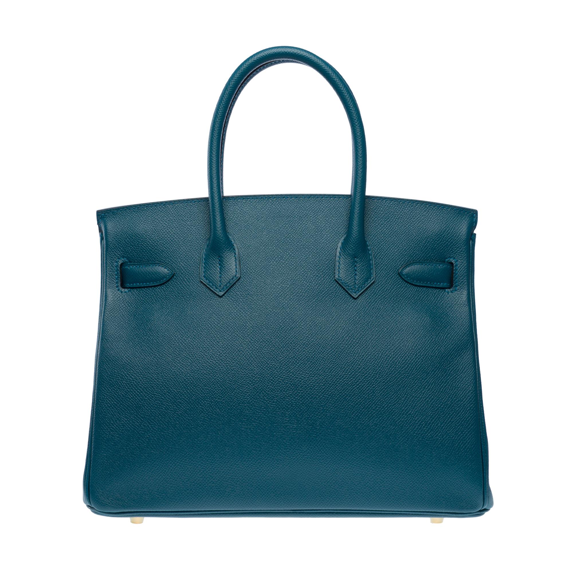 Borsa Hermes Birkin 30 in pelle di vitello Bleu Colvert Epsom, GHW In condizioni ottime in vendita a Paris, IDF