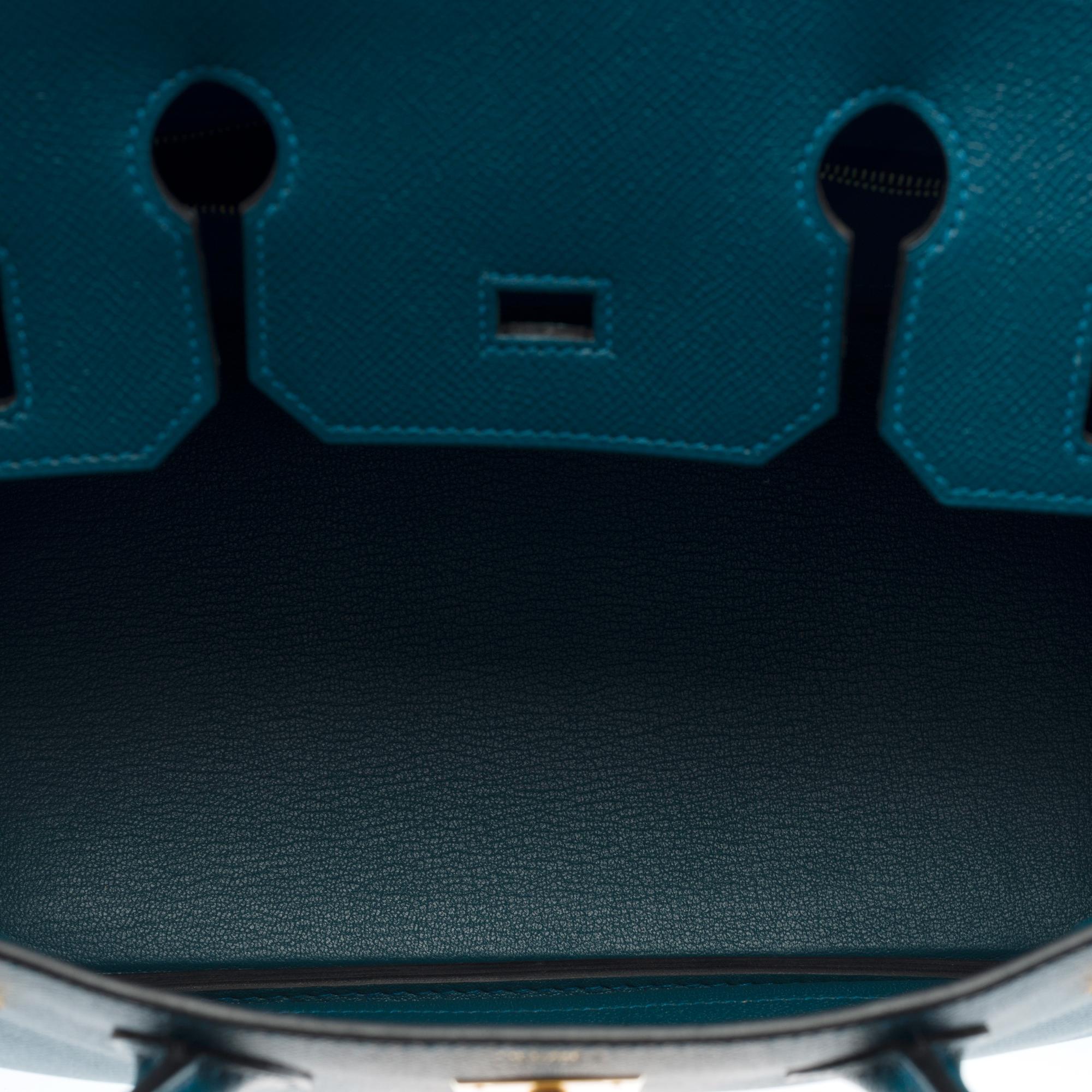 Borsa Hermes Birkin 30 in pelle di vitello Bleu Colvert Epsom, GHW in vendita 4