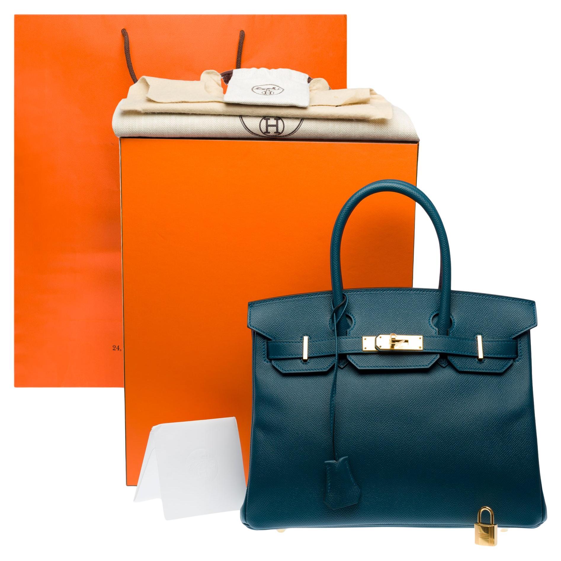 Hermes Birkin 30 handbag in Bleu Colvert Epsom Calf leather, GHW