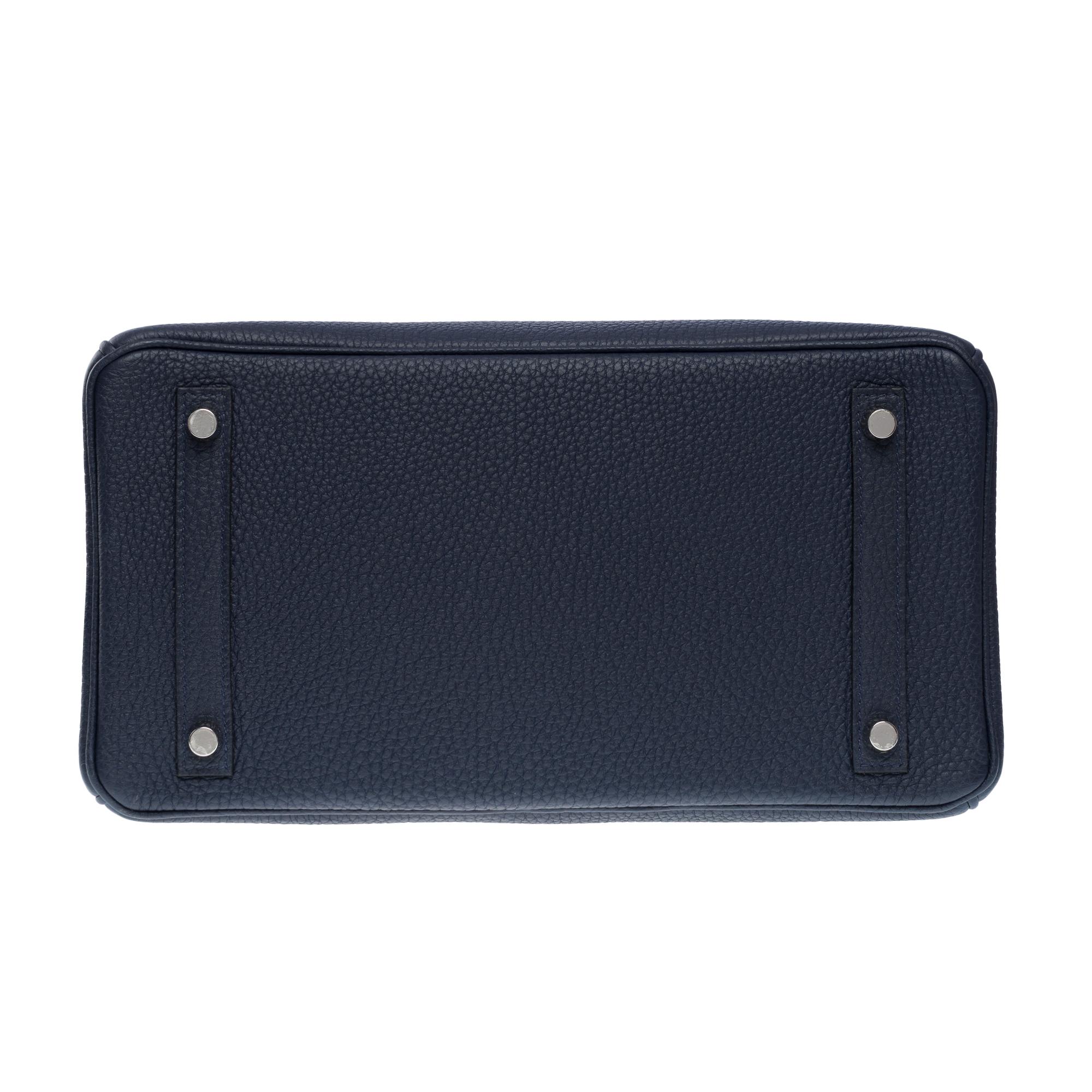Hermes Birkin 30 handbag in Bleu nuit Togo leather, SHW For Sale 7