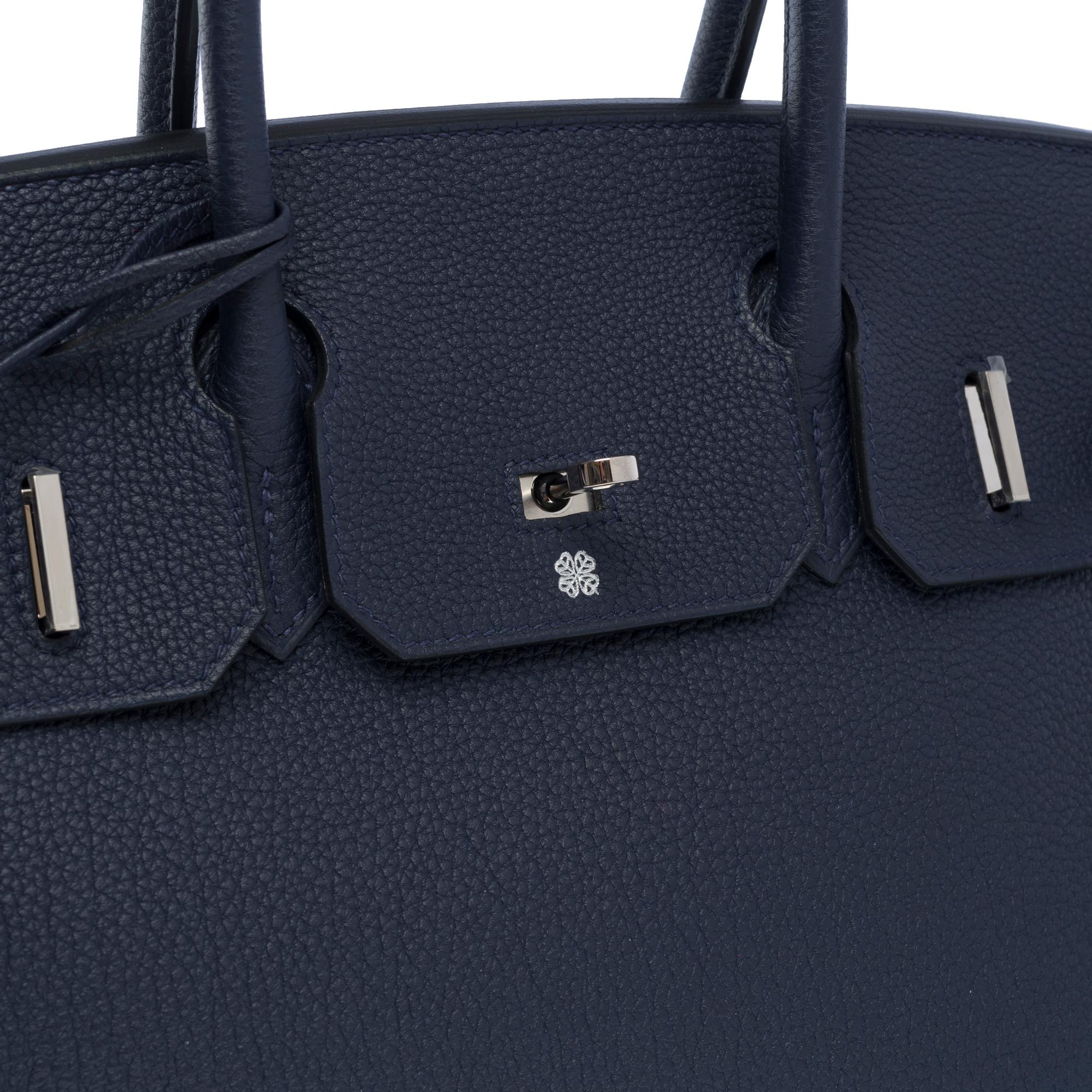 Sac à main Hermès Birkin 30 en cuir Bleu nuit Togo, SHW en vente 3