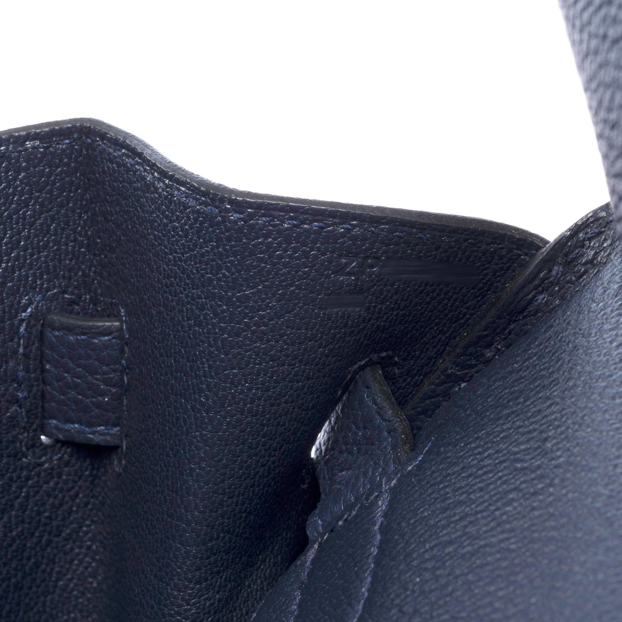 Hermes Birkin 30 handbag in Bleu nuit Togo leather, SHW For Sale 4