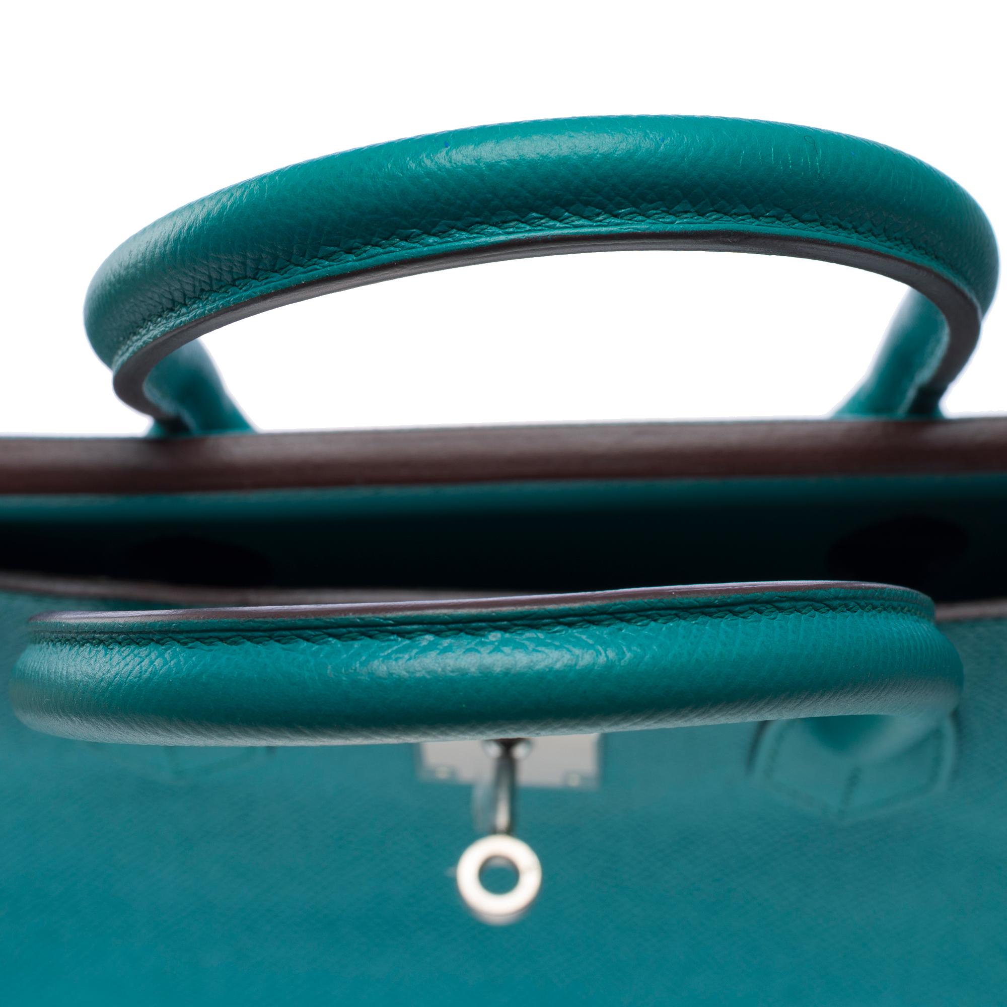 Hermes Birkin 30 handbag in Bleu Paon Epsom Calf leather, PHW For Sale 5