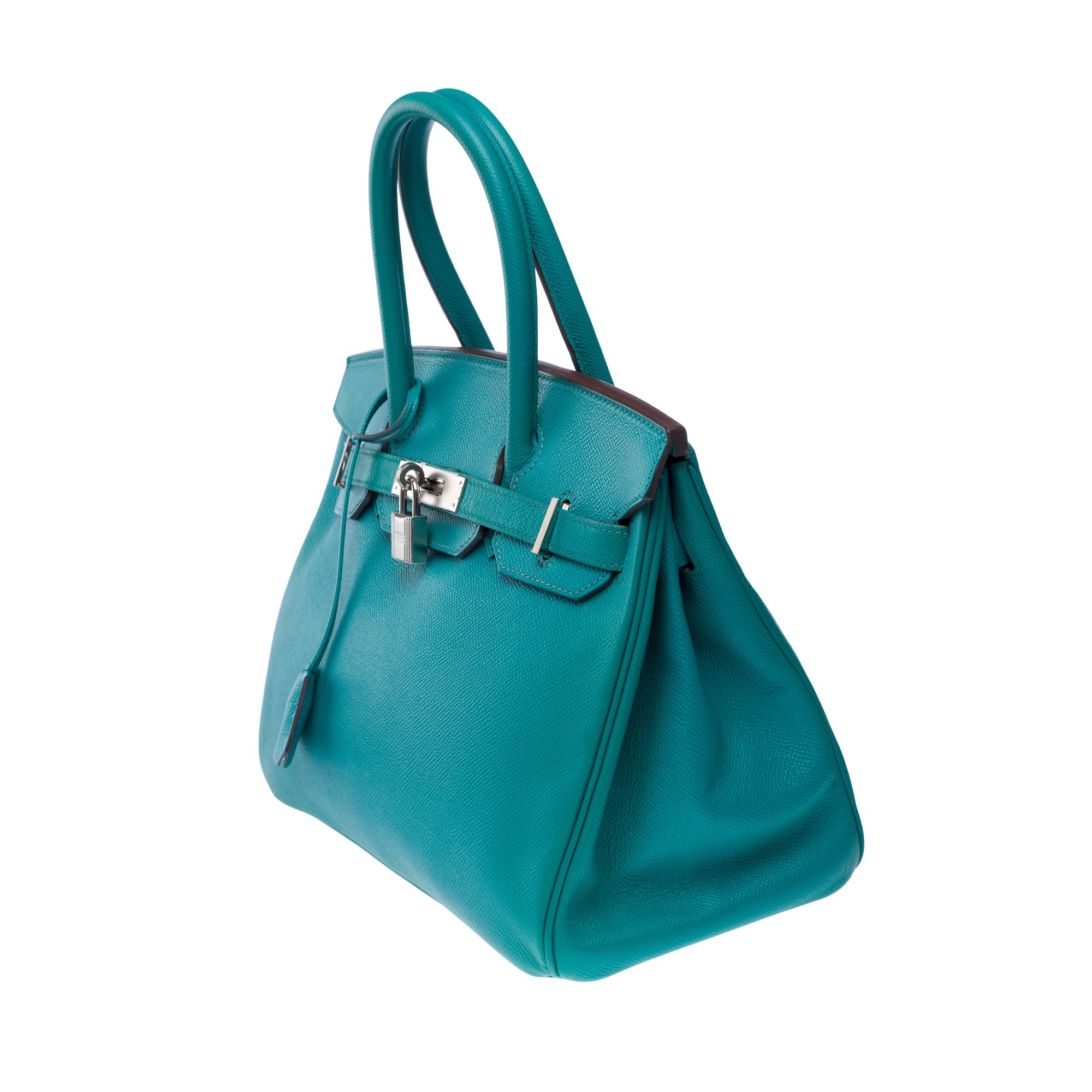 Women's or Men's Hermes Birkin 30 handbag in Bleu Paon Epsom Calf leather, PHW For Sale