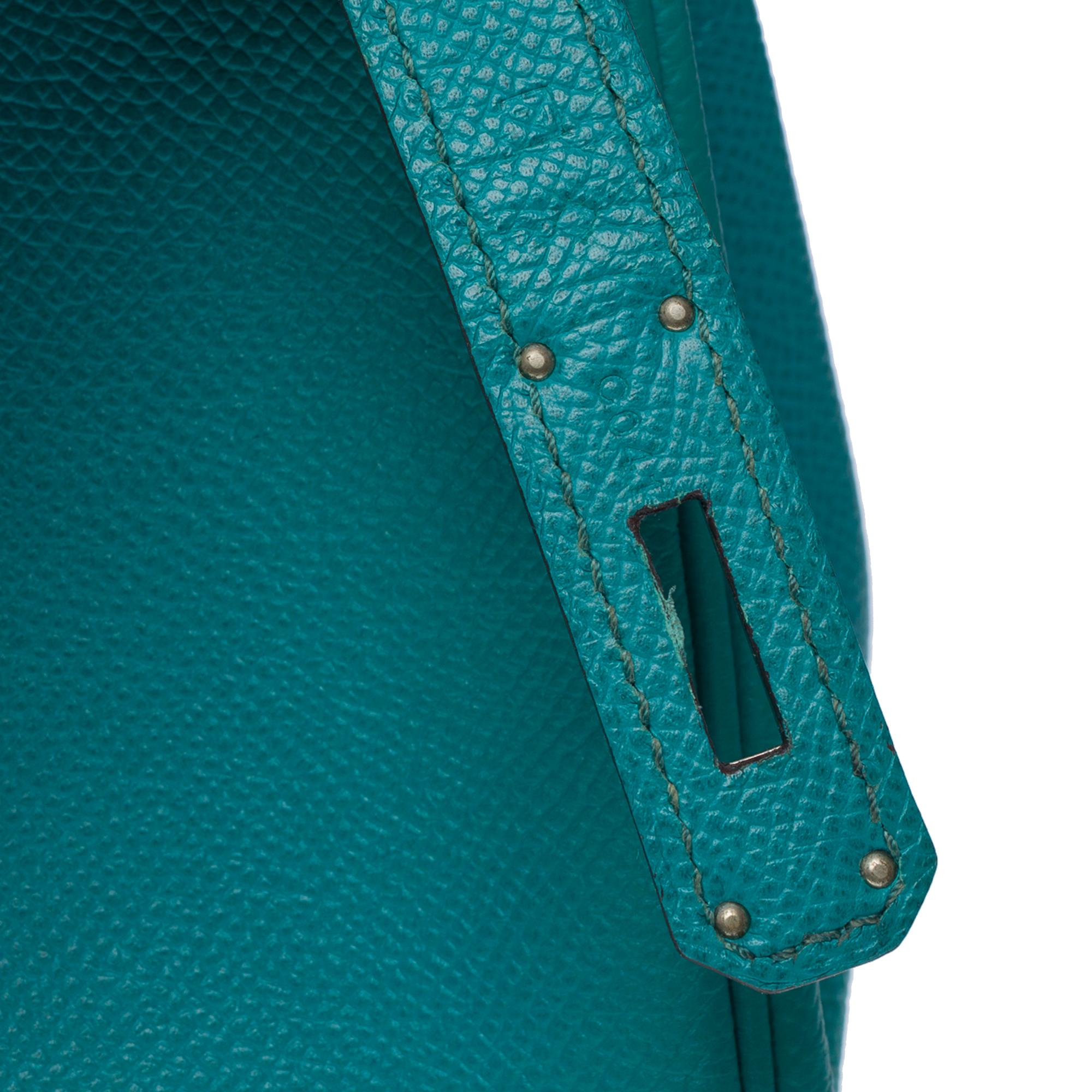 Hermes Birkin 30 handbag in Bleu Paon Epsom Calf leather, PHW For Sale 3