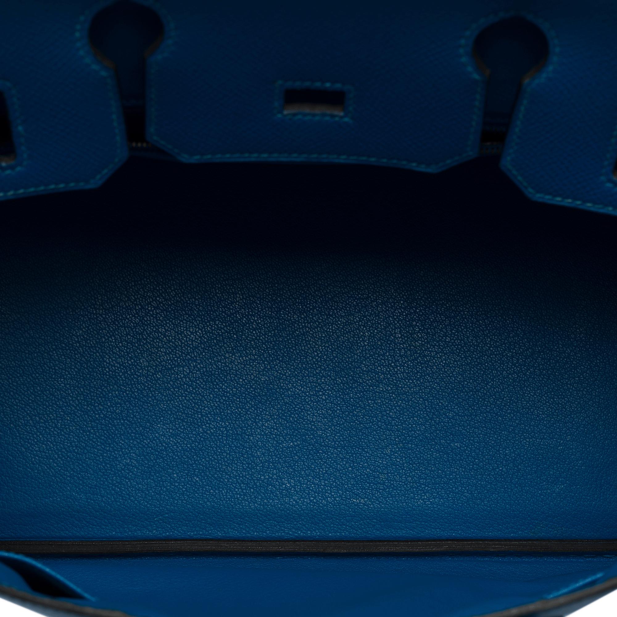 Hermes Birkin 30 handbag in blue Izmir Epsom calf leather, GHW For Sale 5