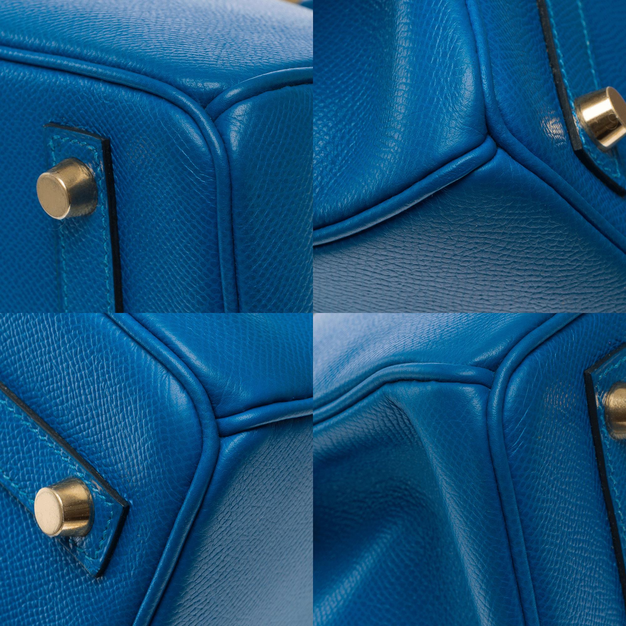 Hermes Birkin 30 handbag in blue Izmir Epsom calf leather, GHW For Sale 8