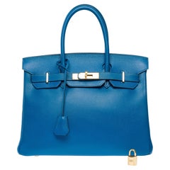 Hermes Birkin 30 handbag in blue Izmir Epsom calf leather, GHW
