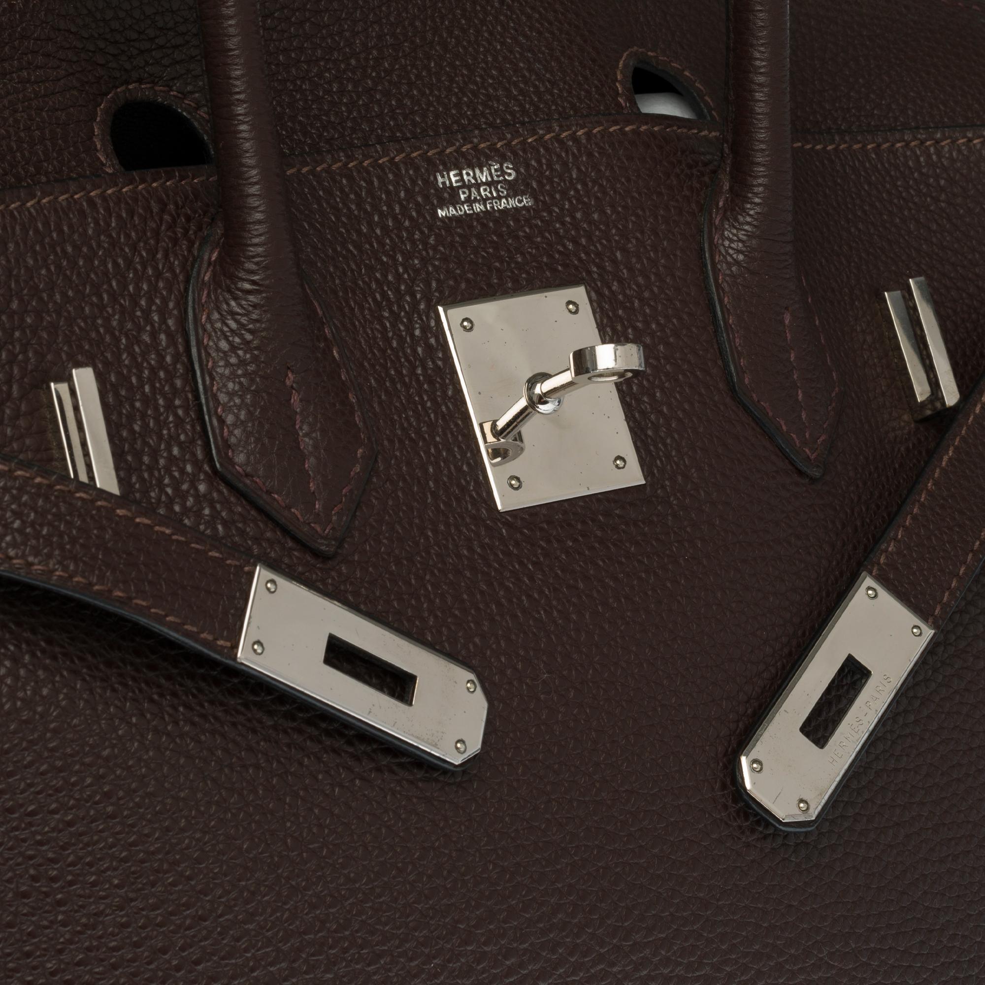 Black Hermès Birkin 30 handbag in Brown Togo leather, silver Palladium hardware