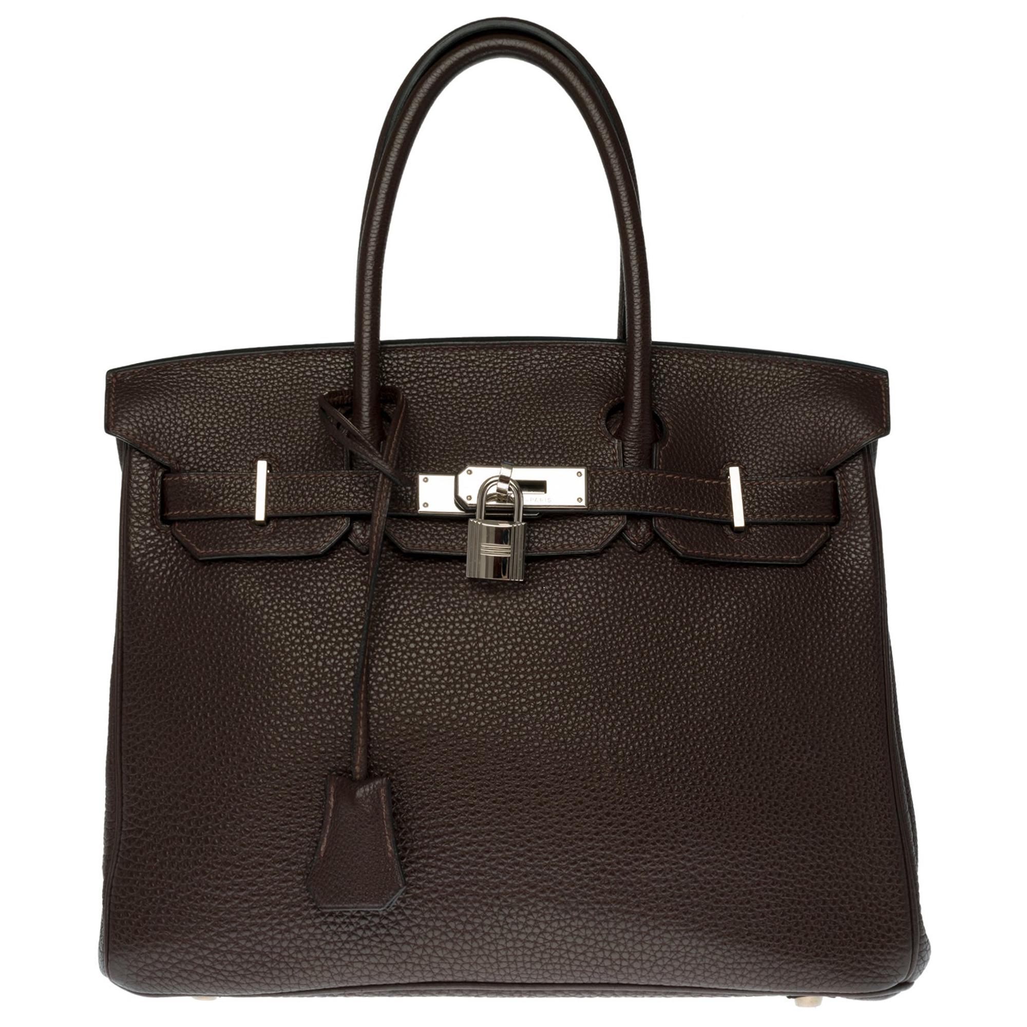 Hermès Birkin 30 handbag in Brown Togo leather, silver Palladium hardware