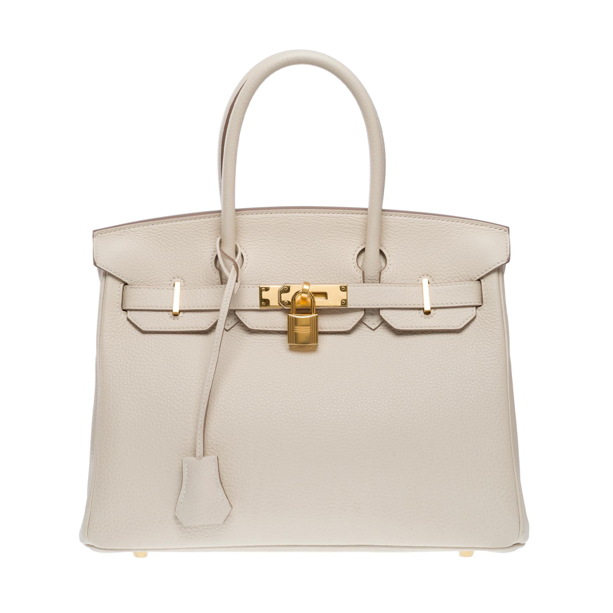 Beige Borsa Hermes Birkin 30 in pelle di vitello Craie Togo, GHW in vendita