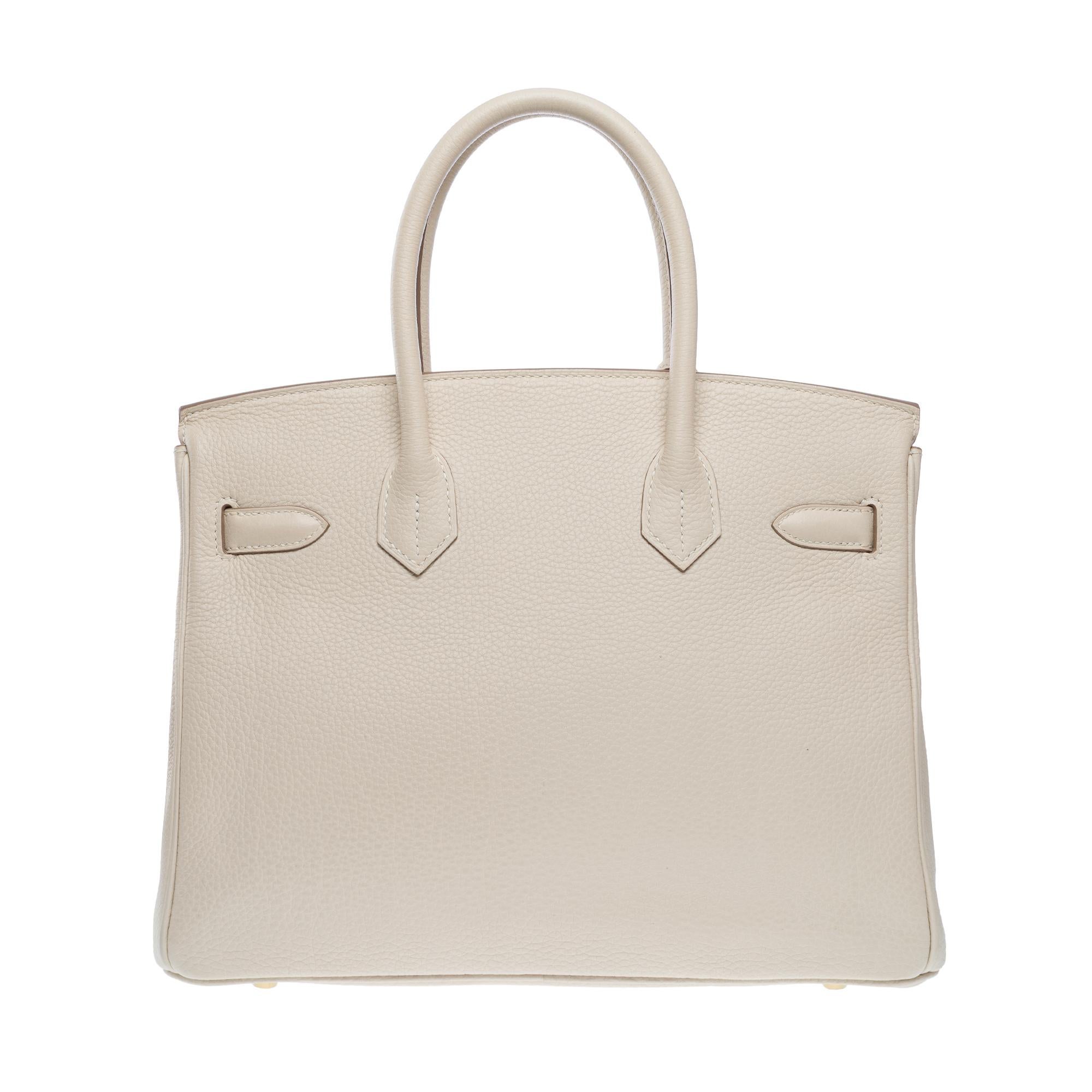Borsa Hermes Birkin 30 in pelle di vitello Craie Togo, GHW In condizioni ottime in vendita a Paris, IDF