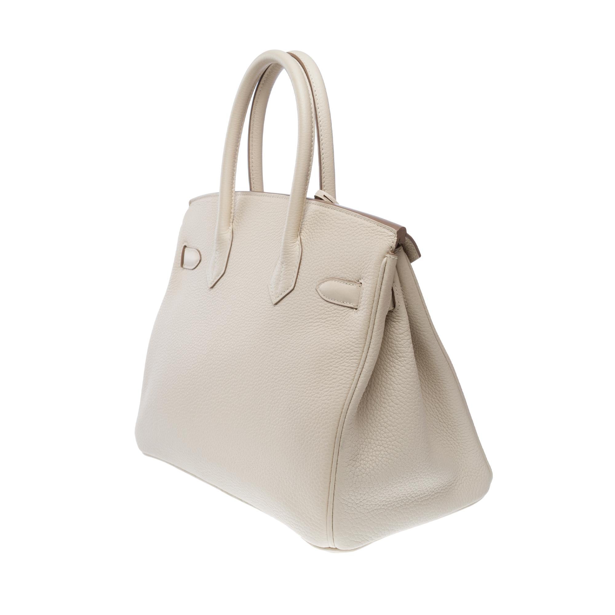 Borsa Hermes Birkin 30 in pelle di vitello Craie Togo, GHW in vendita 1