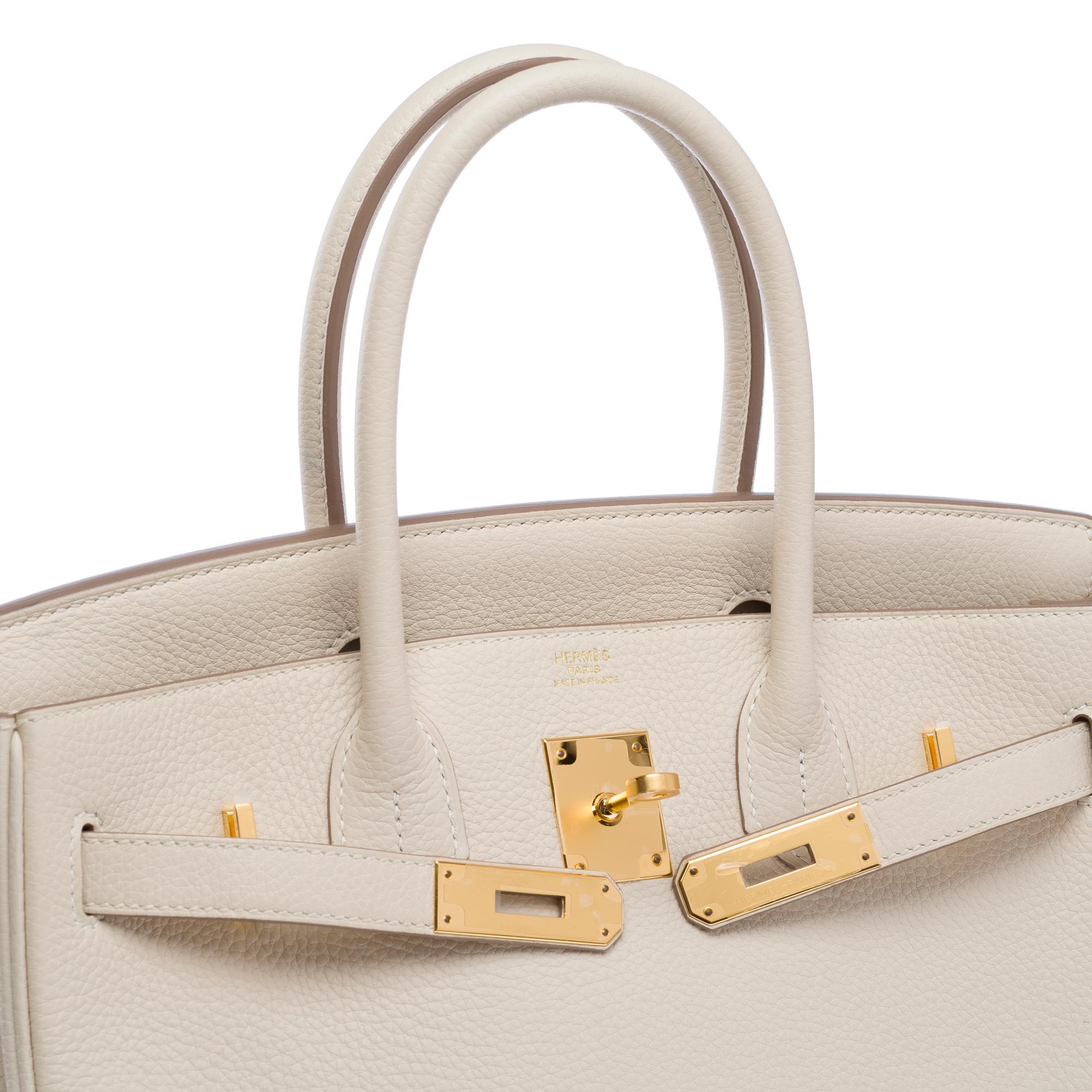 Borsa Hermes Birkin 30 in pelle di vitello Craie Togo, GHW in vendita 2