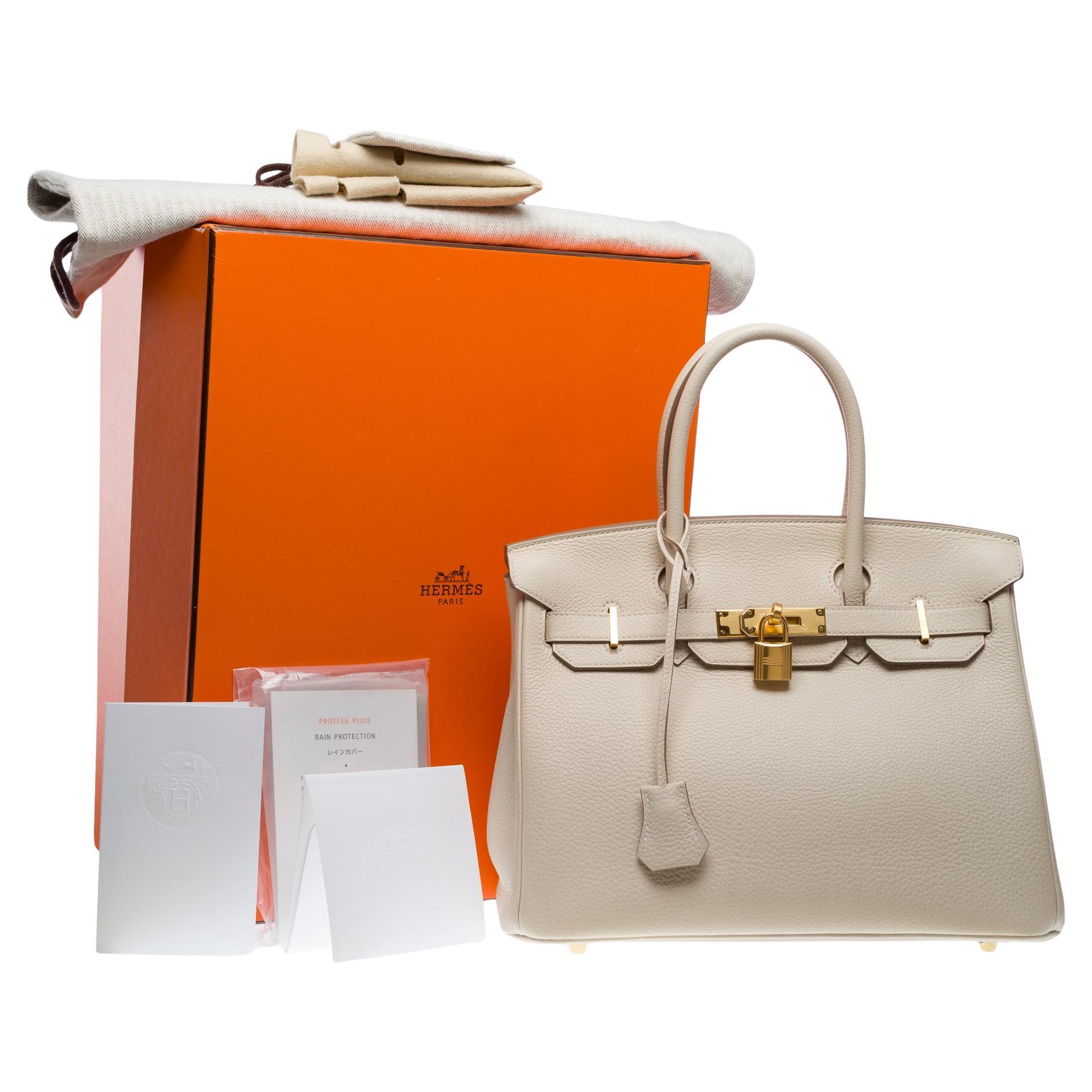 Borsa Hermes Birkin 30 in pelle di vitello Craie Togo, GHW in vendita