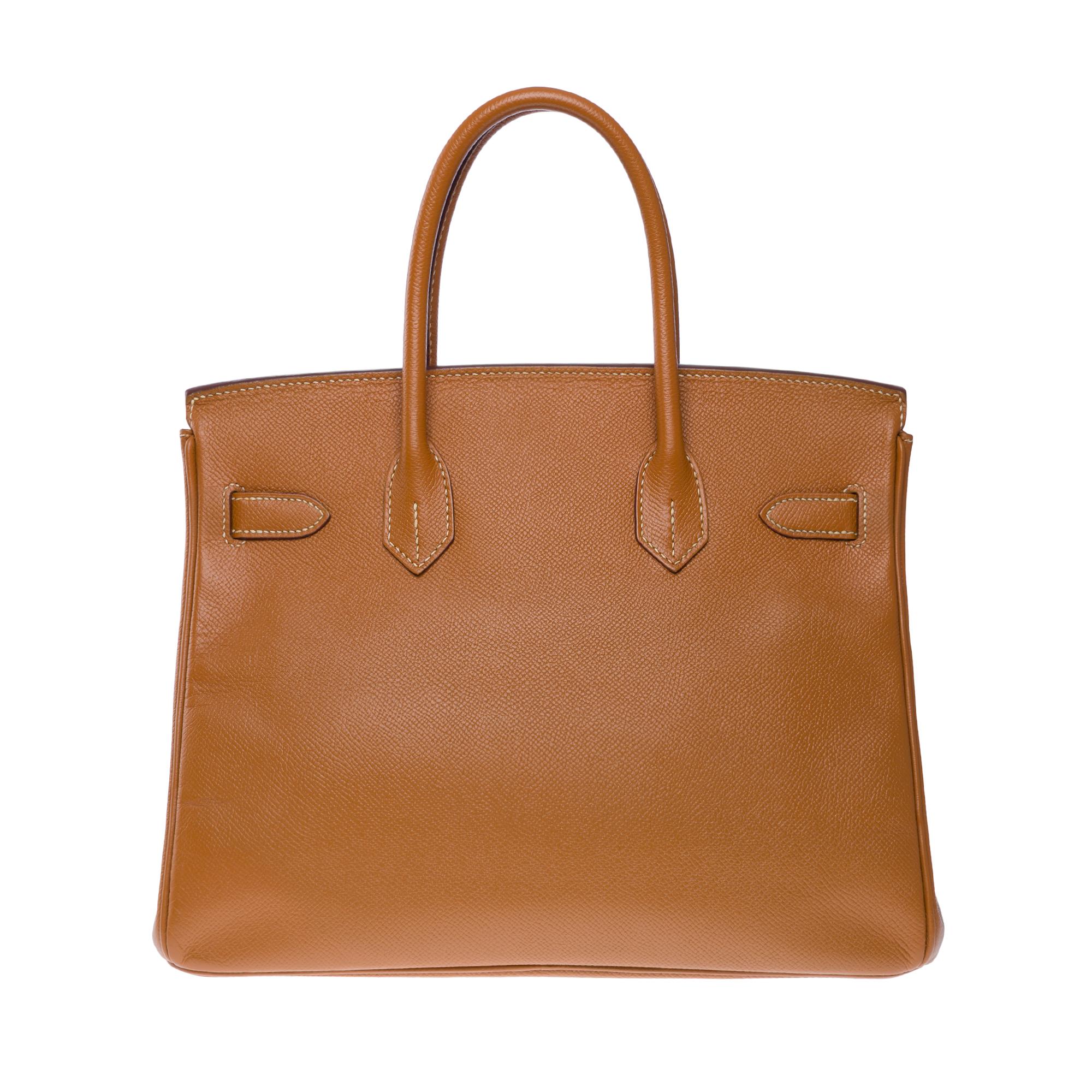 Women's or Men's Hermes Birkin 30 handbag in Gold (Camel) Epsom calf leather, PHW For Sale