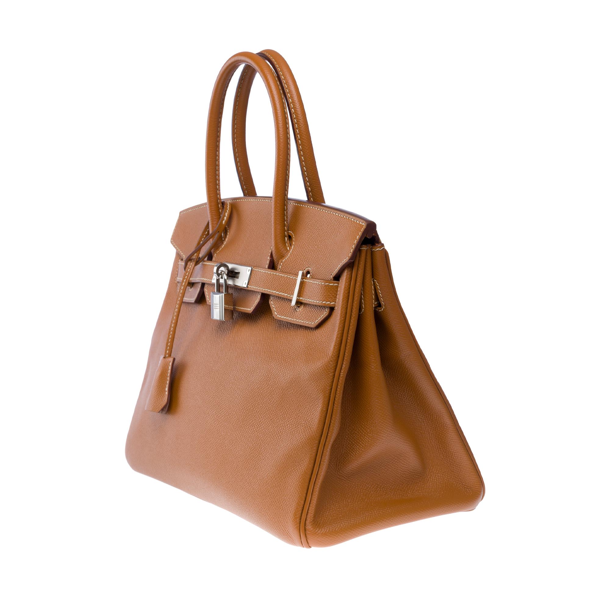 Hermes Birkin 30 handbag in Gold (Camel) Epsom calf leather, PHW For Sale 1