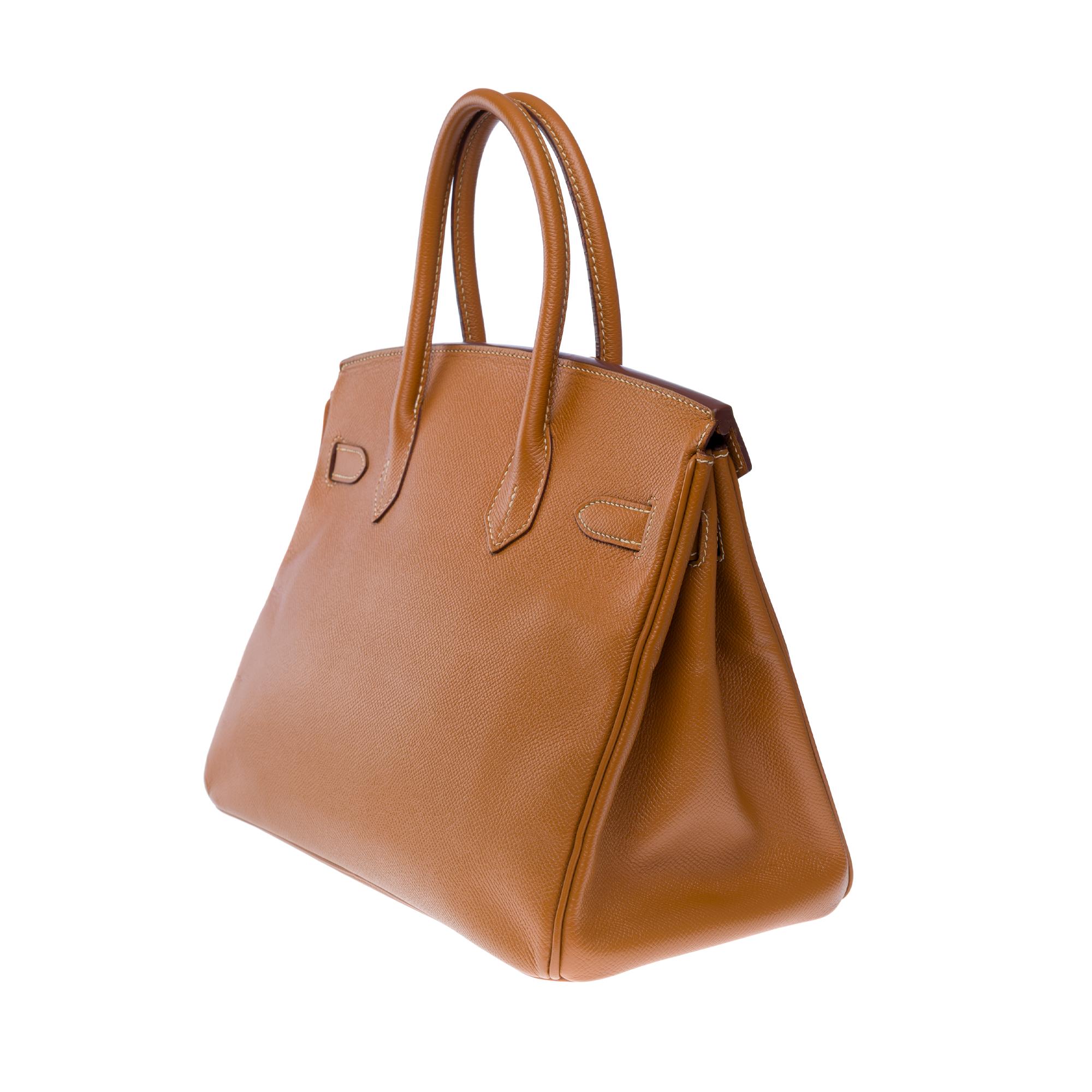 Hermes Birkin 30 handbag in Gold (Camel) Epsom calf leather, PHW For Sale 2