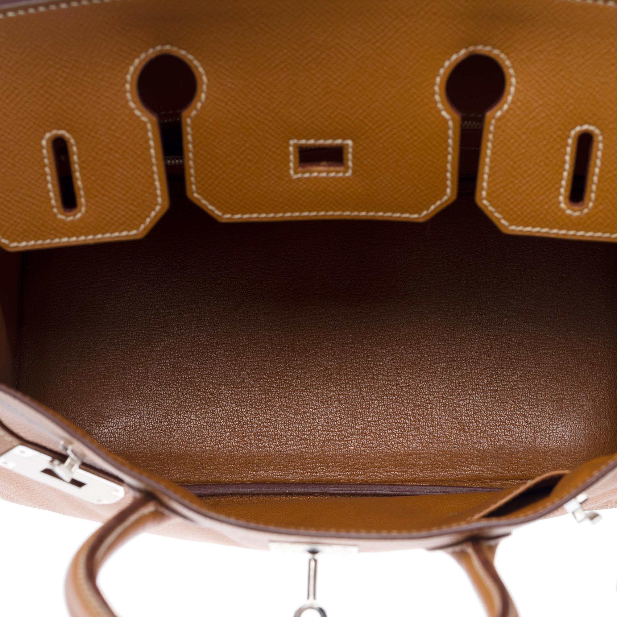 Hermes Birkin 30 handbag in Gold (Camel) Epsom calf leather, PHW For Sale 5