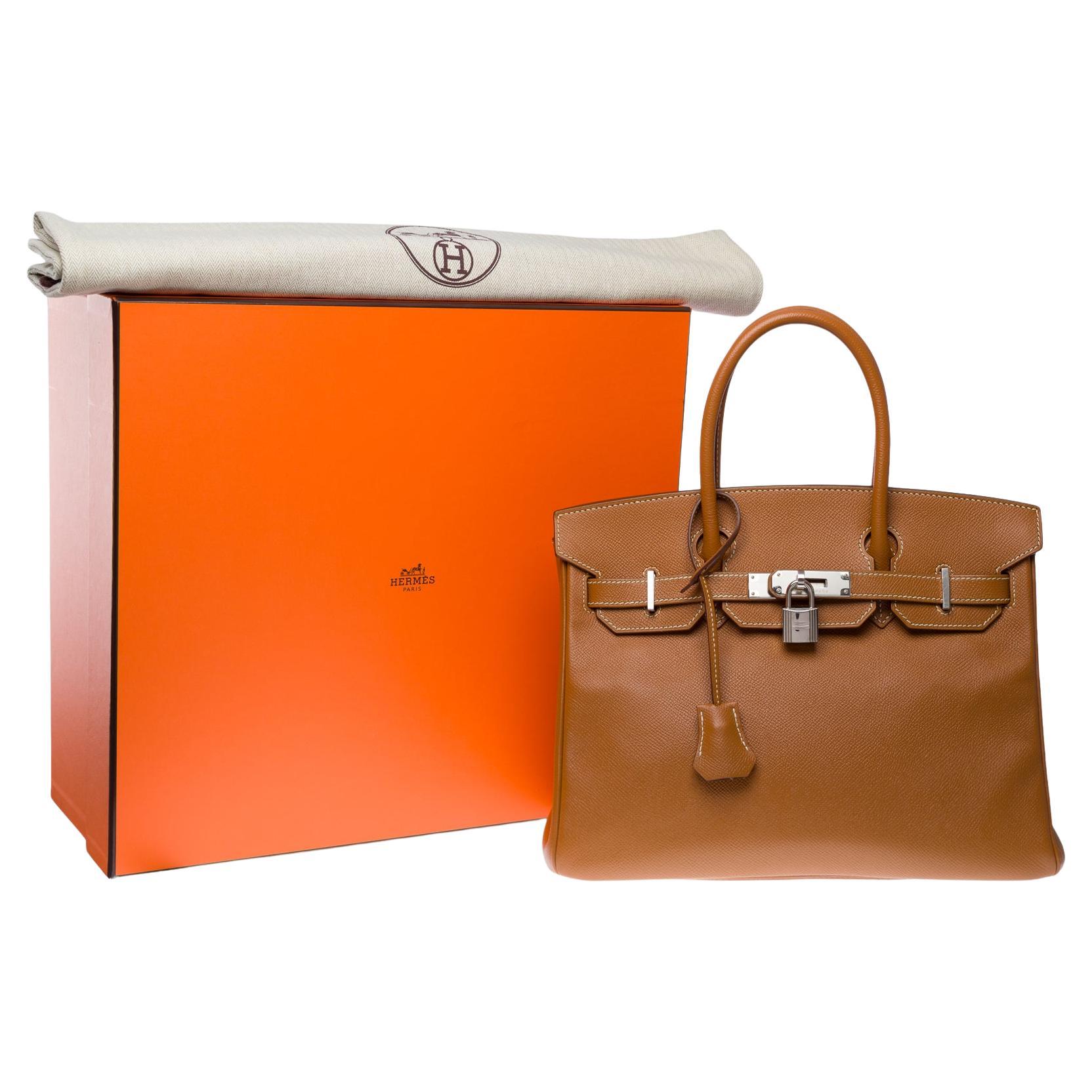 Hermes Birkin 30 handbag in Gold (Camel) Epsom calf leather, PHW For Sale