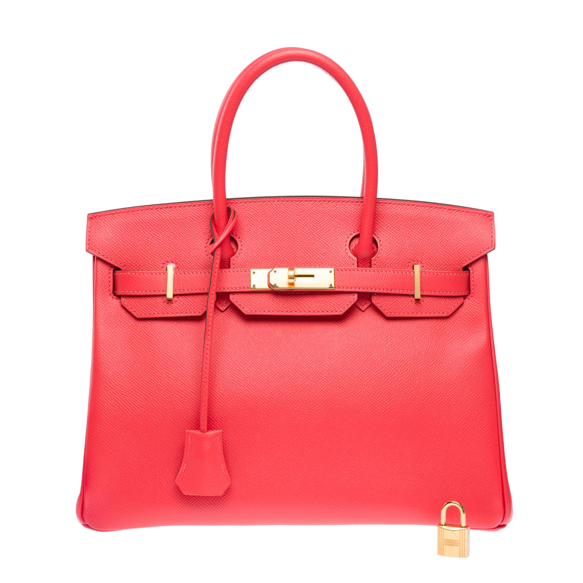Hermes Birkin 30 handbag in Jaïpur Pink Epsom Calf leather, GHW In Excellent Condition In Paris, IDF