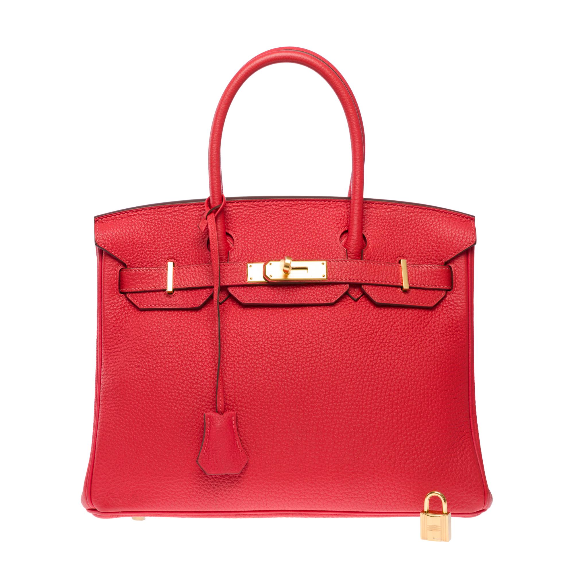 Rose Sac à main Hermès Birkin 30 en cuir de veau Jaïpur rose Togo, GHW en vente